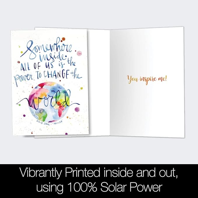 Tree-Free Greetings - All Occasion Cards - Artful Designs - 12 Cards + White Envelopes - Made in USA - 100% Recycled Paper - 4"x6" - Change the World (FS60009)