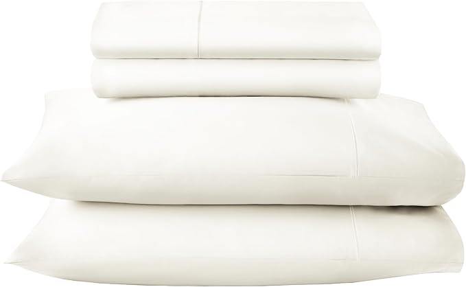 100% Organic Cotton Sheets King Size - GOTS Certified Organic Bed Sheets with Deep Pocket 500 Thread Count and Cozy Sateen Weave Gets Softer with Each Wash - Luxury 4 Piece Set (Natural, King)
