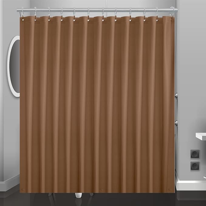 Khaki Plastic Shower Curtain Or Liner, 72x72 Inch Lightweight Sand Plastic Bathroom Shower Showroom Inner Curtain with Rustproof Metal Grommet Holes and Weighted Magnets