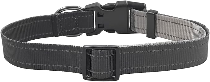 Dog Collar Leash Set, Gradient Color, with Safety Reflective Strips, 5 ft Matching Leash, Neoprene Padded Handle, Adjustable 4 Sizes for Small Medium Large Dogs.(S, Black Grey)