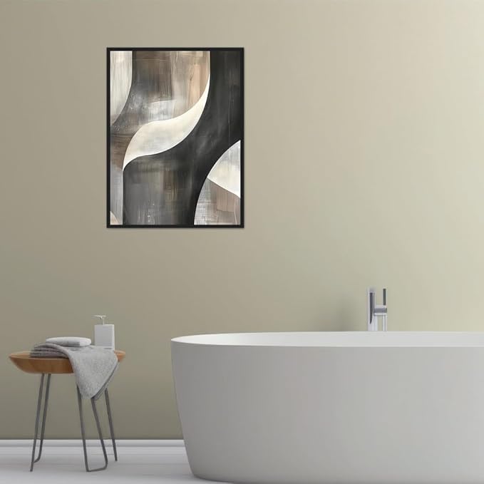 Moonow7 Flowing Harmony Abstract Artwork, Neutral-Toned Wall Art for Modern Bedroom or Office, Unframed Size A3 29.7 x 42 cm / 16.5X11.7