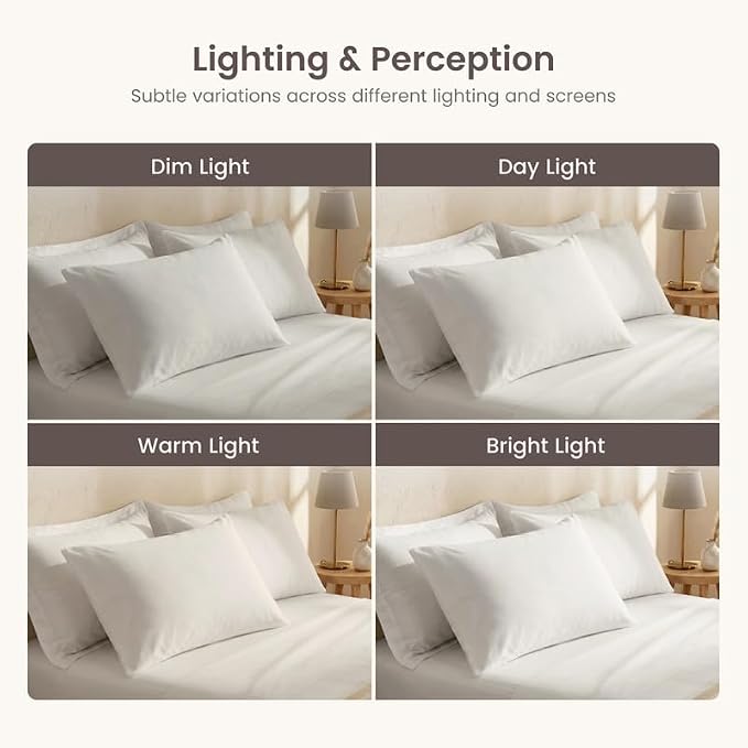 Bioweaves 100% Organic Cotton Envelope Pillow Cases 300 Thread Count Soft Sateen Weave GOTS Certified – 20 X 27, Set of 2, Cream