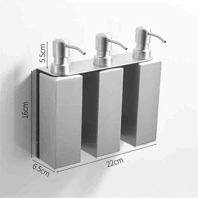 Soap Dispenser Stainless Steel Wall Mounted Soap Dispenser Bathroom Squeeze & Stick Set of 3 Lotion Bottles Wash Dispensers(Black)