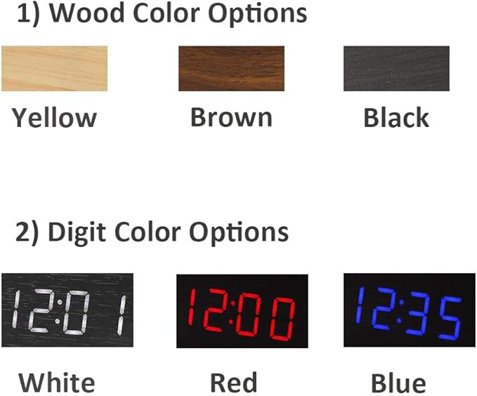Wooden Digital Clock Multifunction LED Alarm Clock with Time/Date/Temperature Display and Voice Control for Home Travel Kids