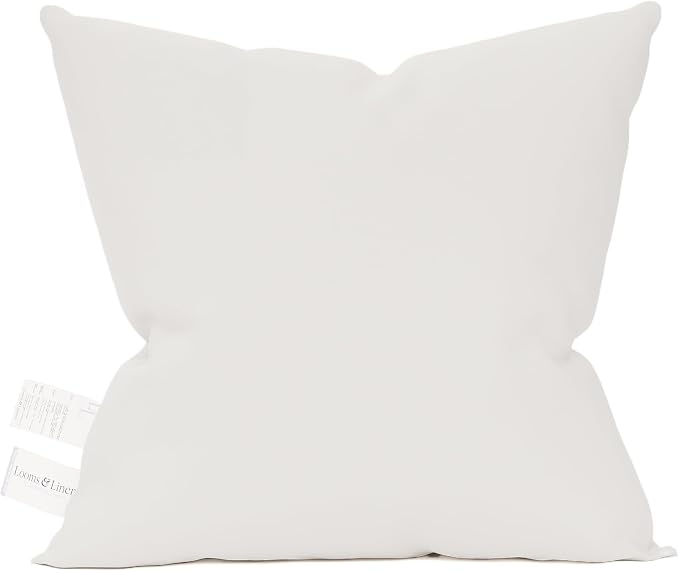 Looms & Linens Organic Cotton Pillow Insert for 10 x 10 inch Throw Pillow Inserts for Couch with Twill Cotton Shell - Pack of 1 Throw Pillow Insert Made in USA