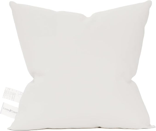 Looms & Linens Pillow Insert with Organic Cotton for 14 x 14 inch Bed Pillow Inserts with Twill Cotton Shell - Pack of 1 Throw Pillow Insert Made in USA