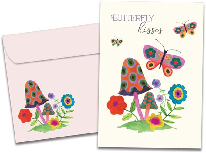 Tree-Free Greetings - Birthday Card - Artful Designs - 1 Card + Matching Envelope - Made in USA - 100% Recycled Paper - 5 x 7 - Butterfly Kisses (GO65236)
