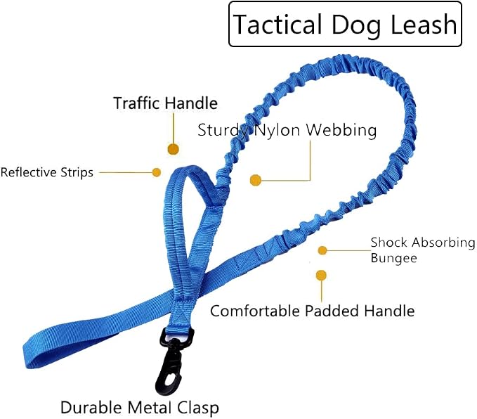 Tactical Dog Collar and Leash Set Adjustable Military Nylon Dog Collar with Control Handle and Heavy Duty Metal Buckle for Large Dogs（Dark Blue L