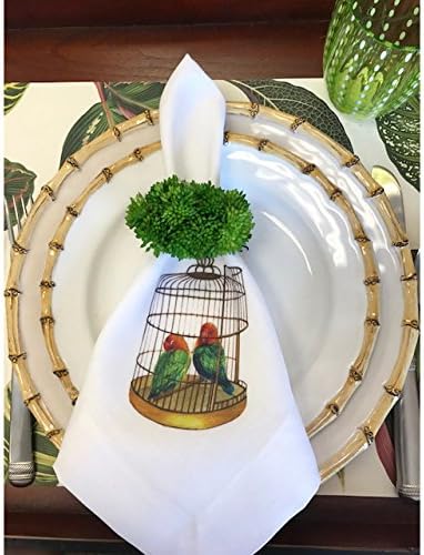 Huddleson Lovebirds Linen Napkin (Set of Eight) Sewn in US