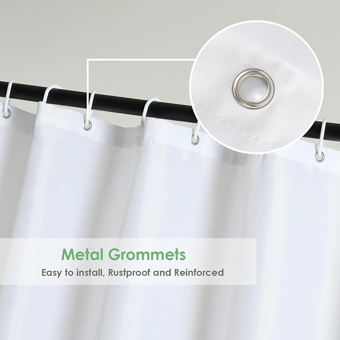 36x72 Shower Curtain Liner, Water Repellent Small White Fabric Cloth Shower Curtain Sets for Spa Hotel, Machine Washable, Odorless, Stall Size