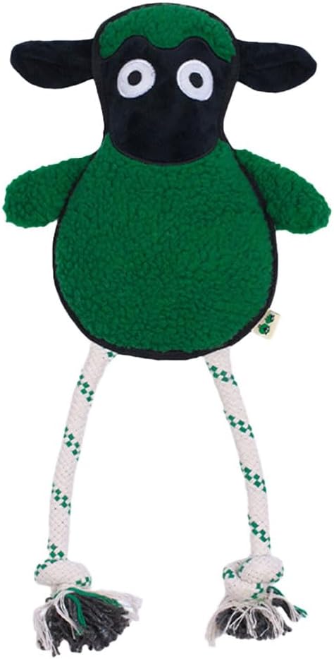 Green Sheep Dog Toy, Durable Plush Rope Toy with Squeaker for Small to Large Dogs, Interactive Chew Toy for Pets, Tough & Recycle Cotton Rope Dog Toys to Keep Them Busy