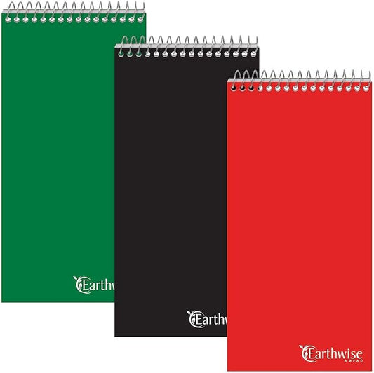 EarthWise by Ampad Reporter's Notebook, 4 x 8 Inches, 70 Sheets, Pitman Ruled, 3-Pack (25-282R)