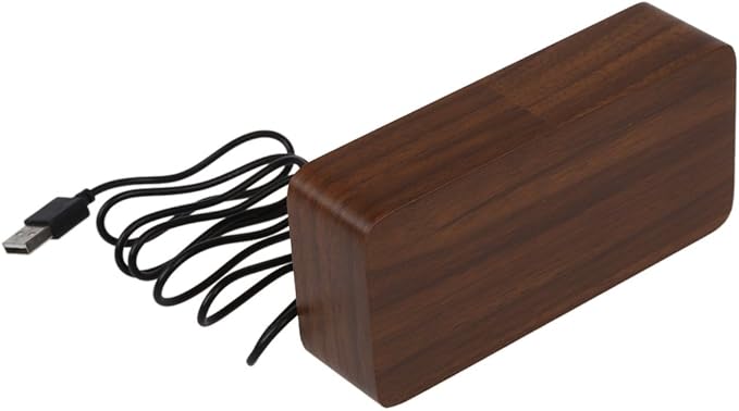Wooden Digital Clock Multi-Function LED Alarm Clock with Time/Date/Temperature Display and Voice Control for Home Office Travel - AC11Brown_Red