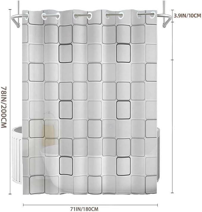 PEVA Shower Curtain Liner Curtain Waterproof No Hook Needed Shower Curtain for Bathroom,72" Wx 78" L