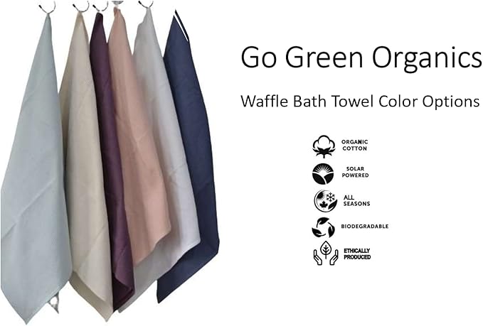 Waffle Bath Towel Pack of 2, 30.5x58 INCHES, Natural Organic Cotton, GOTS Certified (Pearl Blush) Super ABSORBANT & Quick Dry, NO SOFTENERS, Environment Friendly