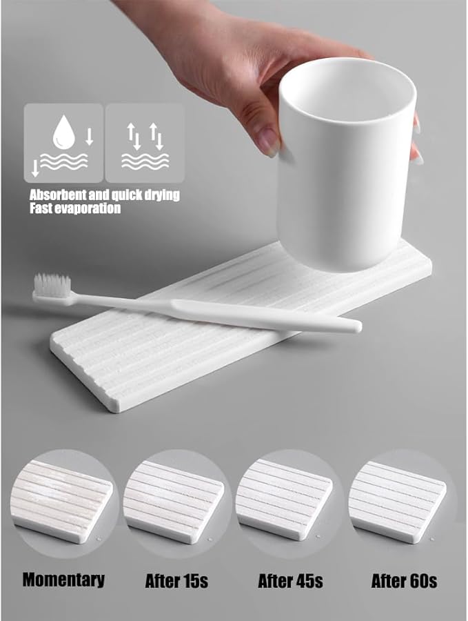 Diatomaceous Earth Soap Dish Soap Holder Water Absorbent Diatomite Coasters, Soap Dish Water Absorbing Stone Used for Plants and Cosmetic Bottles C