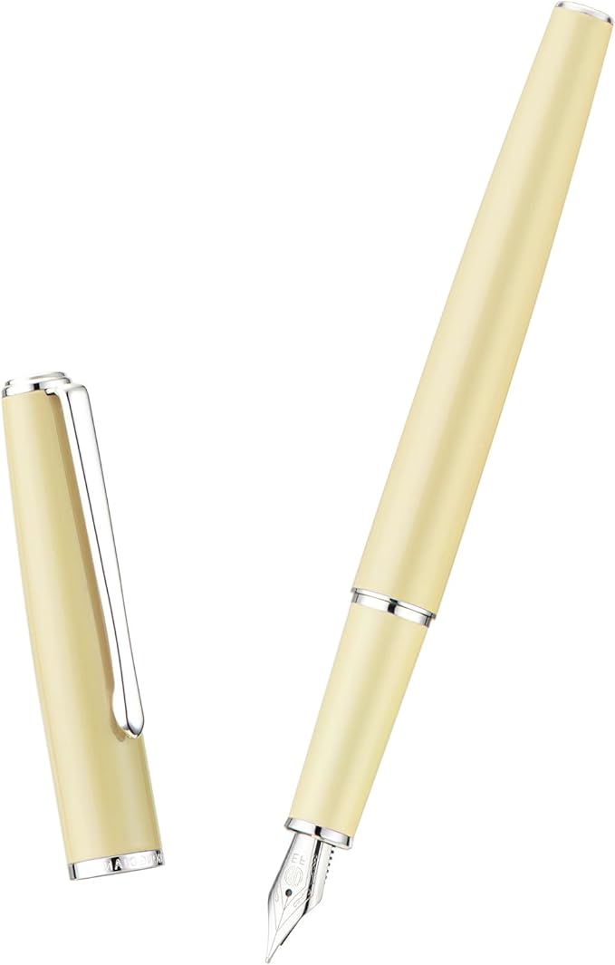 Hongdian 920S Fountain Pen Yellow Metal Pen, Iridium M Nib Classic Pen with Ink Converter