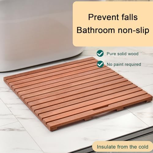 Teak Shower Mat Foldable Luxury Wooden Non-Slip Wood Bath Mat for Bathroom Bathtub Indoor Outdoor,Wooden Bath Mat Waterproof Bamboo Mat with Anti Slip Design Ideal for Shower Spa and Sauna R