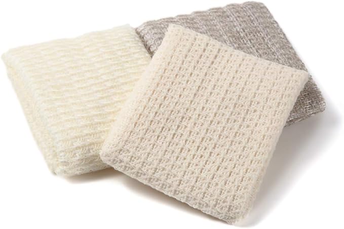 Exfoliating Washcloth [Made in Japan] Shower Back Scrubber, Plant-Based Loofah (3pcs Set)