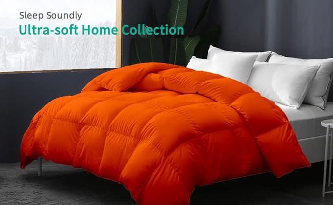 Eco Friendly Comforter King Size Comforter, Soft Orange Comforter, Down Alternative Comforter King Size Cooling Bed Comforter, Fluffy Orange Home Bedding King/Cal-King - 92"x102"