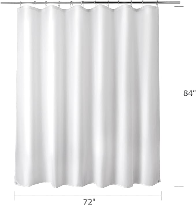 Titanker Extra Long Shower Curtain Liner Washable, 72 x 84 Inches, White Shower Liner Fabric with 2 Magnets, Waterproof Bathroom Long Shower Liner Polyester Soft Lightweight, White
