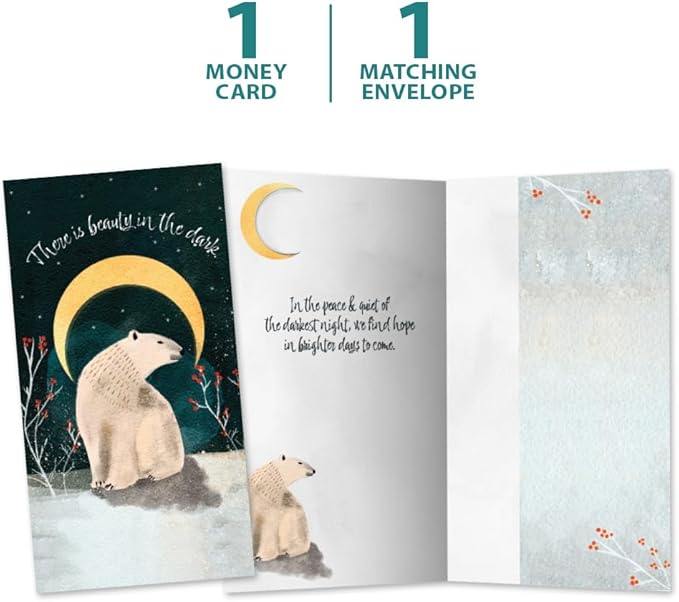 Tree-Free Greetings - Solstice Money Holder Card - Artful Designs - 1 Money Holder Greeting Card + Matching Envelope - Made in USA - 100% Recycled Paper - 3.7 x 7 - Peace and Quiet (ZO70078)