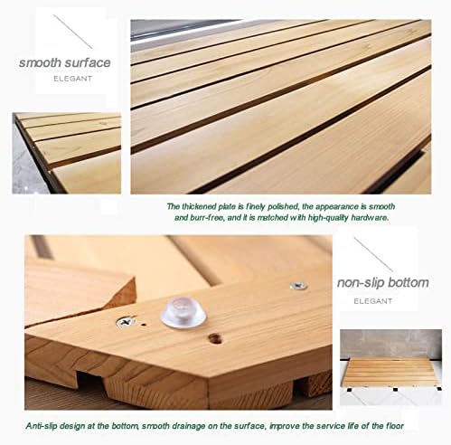 Teak Shower Mat Foldable Luxury Wooden Non-Slip Wood Bath Mat for Bathroom Bathtub Indoor Outdoor,Non Slip Wooden Shower Mat Heavy Duty Bathtub Mat for Indoor/Outdoor Use Customizable Size 3