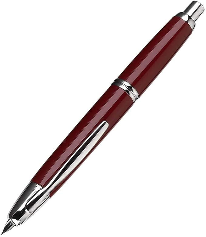 PILOT Vanishing Point Collection Refillable & Retractable Fountain Pen, Red Barrel with Rhodium Accents, Blue Ink, Fine Nib (60144)