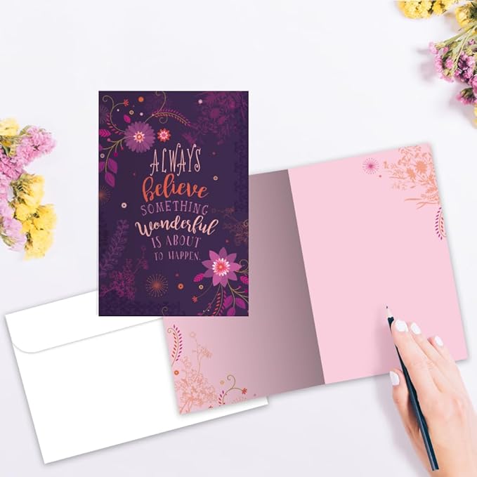 Tree-Free Greetings - All Occasion Cards - Artful Designs - 16 Assorted Cards + White Envelopes - Made in USA - 100% Recycled Paper - 4"x6" - Always Believe (FP54256)