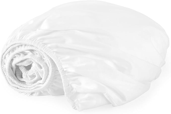 Organic King Fitted Sheet Only Deep Pocket - 100% Organic Cotton Sheets with Soft Breathable 500 Thread Count Sateen Weave GOTS & Fairtrade Certified - Fitted Bed Sheets Only (White, King)