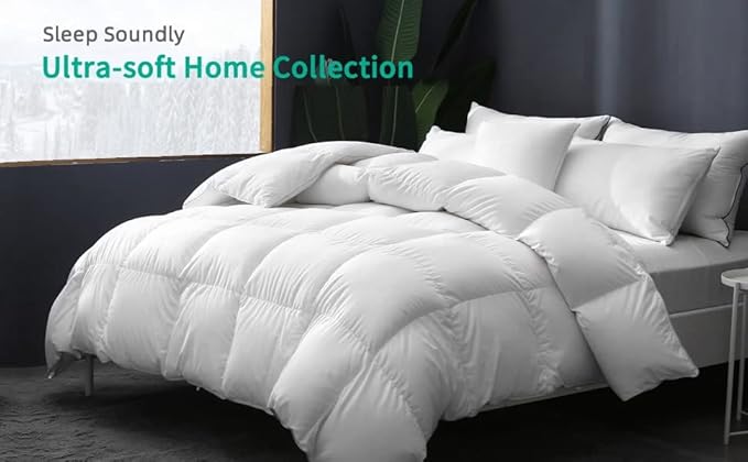Eco Friendly Comforter California King Size Comforter, Soft White Comforter, Down Alternative Comforter Cooling Bed Comforter, Fluffy White Box Design California King - 96"x102"