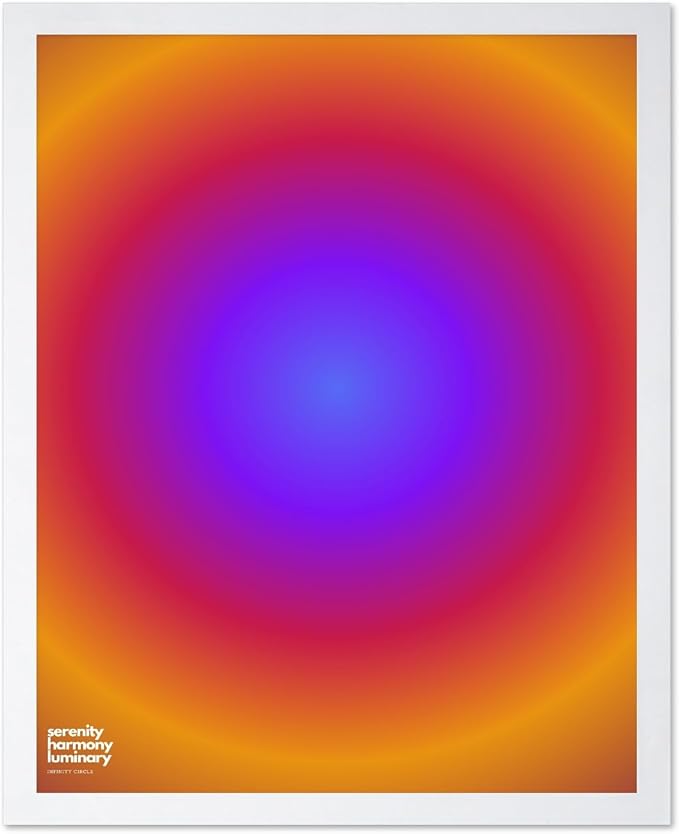 Monem Art Radiant Infinity Circle Gradient Print - Modern Abstract Color Field Poster - Wall Decor for Living Room, Bedroom or Office - 8x10 White Framed Wall Art by Rs Lab Studio