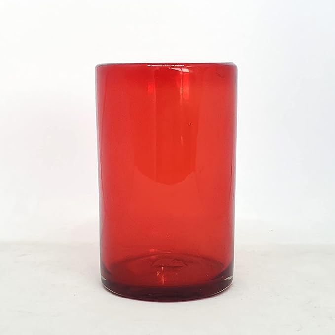 Solid Ruby Red 14 oz Drinking Glasses (set of 6), Recycled Glass, Lead-free, Toxin-Free (14oz Drinking)