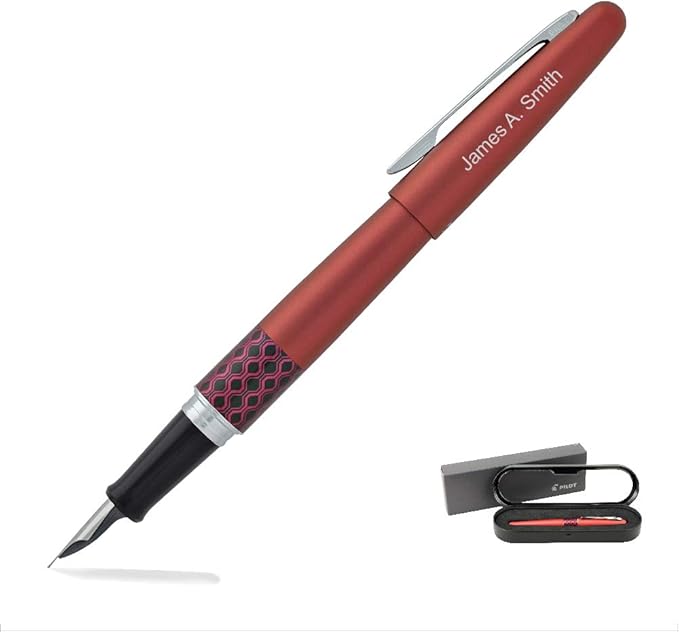 Goldspot Personalized Pilot Metropolitan Retro Pop Fountain Pen in Custom Engraved Pen in Red