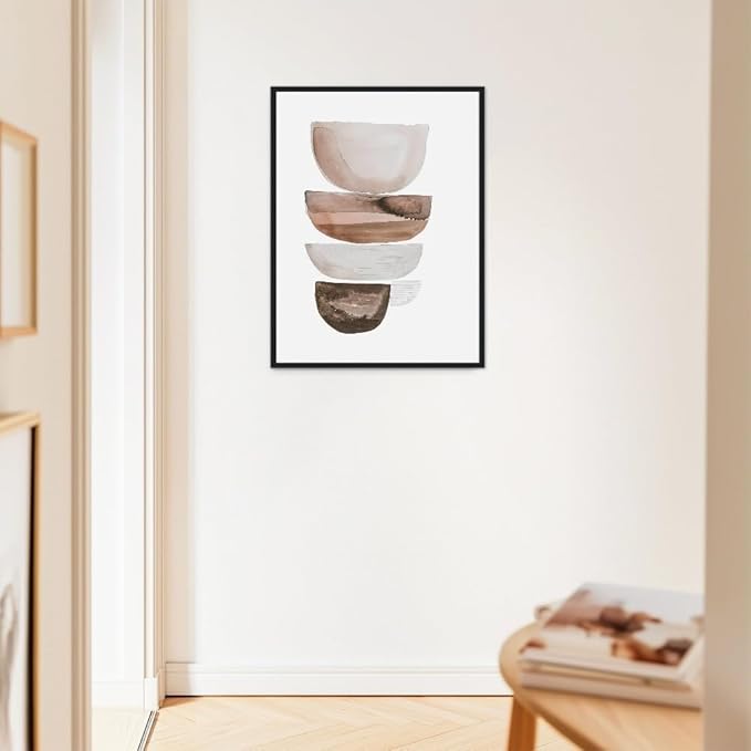 Moonow7 Earthy Tones Abstract Wall Art Poster, Geometric Watercolor Print, Modern Aesthetic Decor for Living Room, Bedroom, Dining Room, or Kitchen, Unframed Size A3 29.7 x 42 cm / 16.5X11.7