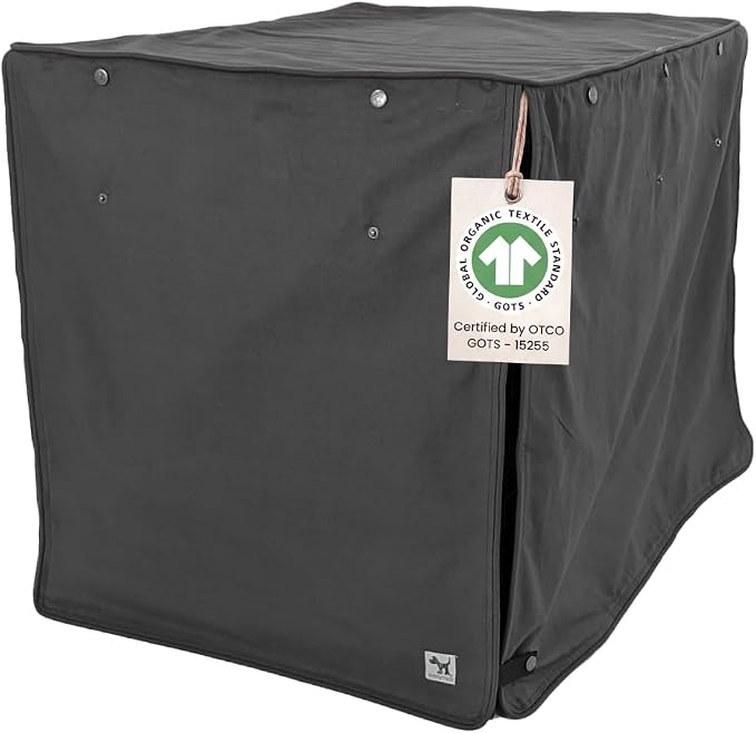 Molly Mutt I'm a Realist Dog Crate Cover, 100% Cotton Canvas Cover with 2 Roll-Up Panels, Ideal for Dog or Cat Crate, Durable, Washable, and Free of Harmful Chemicals, 30" x 21" x 24"