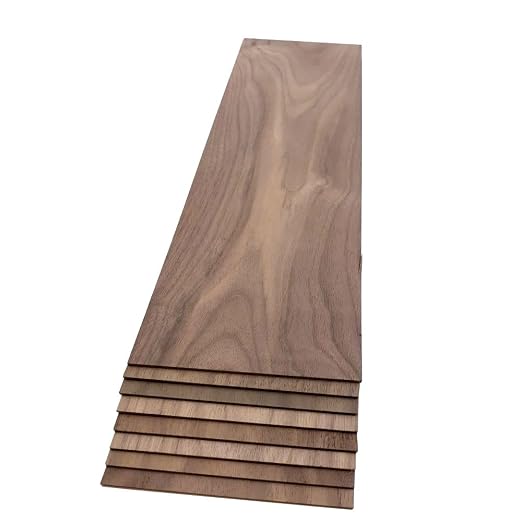 Walnut Hardwood Planks - Walnut Wood for Unfinished Wood Crafts - 1/8’’ (3mm) 100% Pure Hardwood - Laser Engraving Blanks - Hardwood Planks for Crafts (1/8″ x 4 1/2″ x 18″, 8)