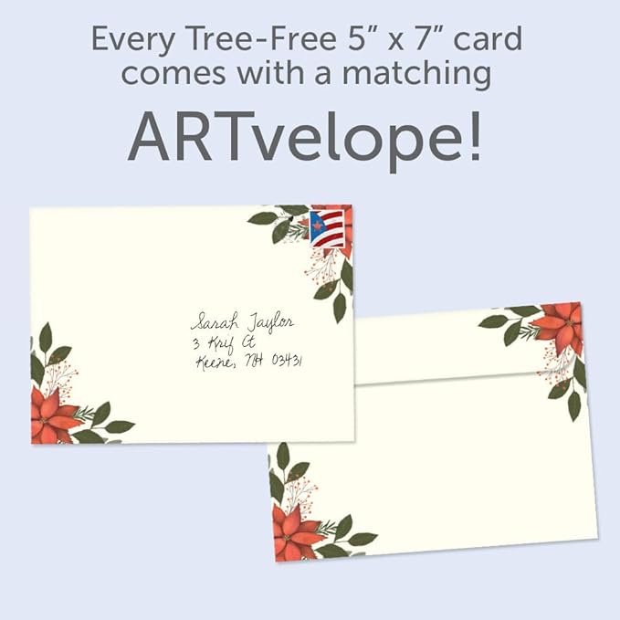 Tree-Free Greetings - Season's Greeting Card - Artful Designs - 1 Card + Matching Envelopes - Made in USA - 100% Recycled Paper - 5 x 7 - Peace of Noel (VO80674)