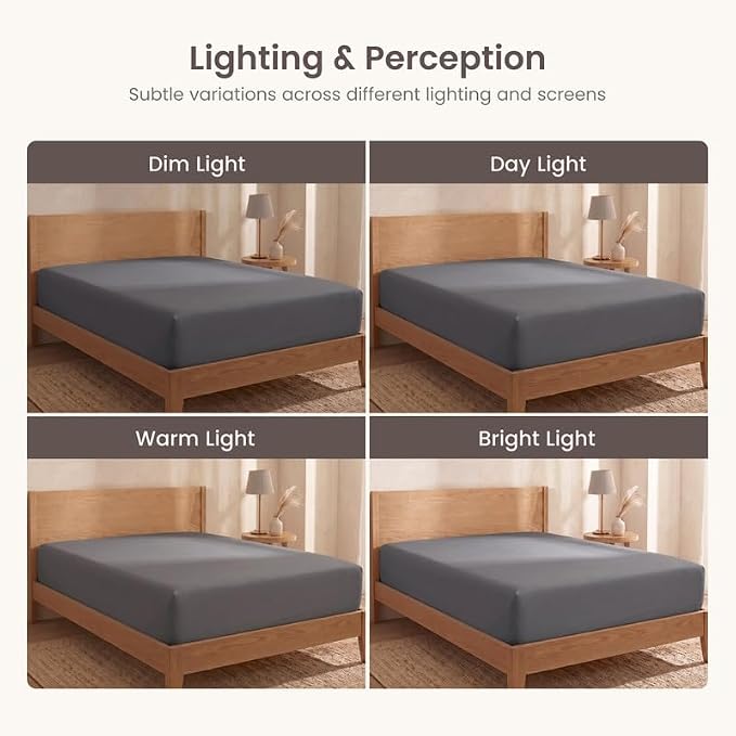 Bioweaves 100% Organic Cotton 1 Full Size Fitted Sheet Only | 300 Thread Count Sateen Weave GOTS Certified with Deep Pocket - Stone