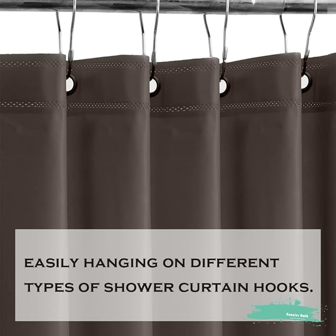 Taupe Plastic Shower Curtain Or Liner, 72x72 Inch Lightweight Brown Plastic Bathroom Shower Showroom Inner Curtain with Rustproof Metal Grommet Holes and Weighted Magnets
