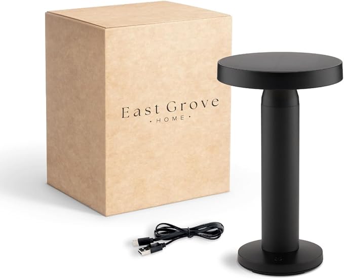 Charge LED Solar Powered Table Lamp, 5200mAh Battery Operated with USB-C Charging Port Fingertip Touch Dimming On/Off 3W 90 Lumens 2700K Warm in Black