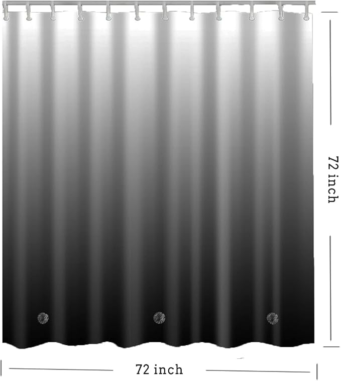 TIKABC Shower Curtain Liner, Grey Lightweight Shower Curtain Liners, Plastic Shower Curtains, 72x72 inch PEVA Shower Liner with 12 Grommet Holes 3 Magnetic Weights
