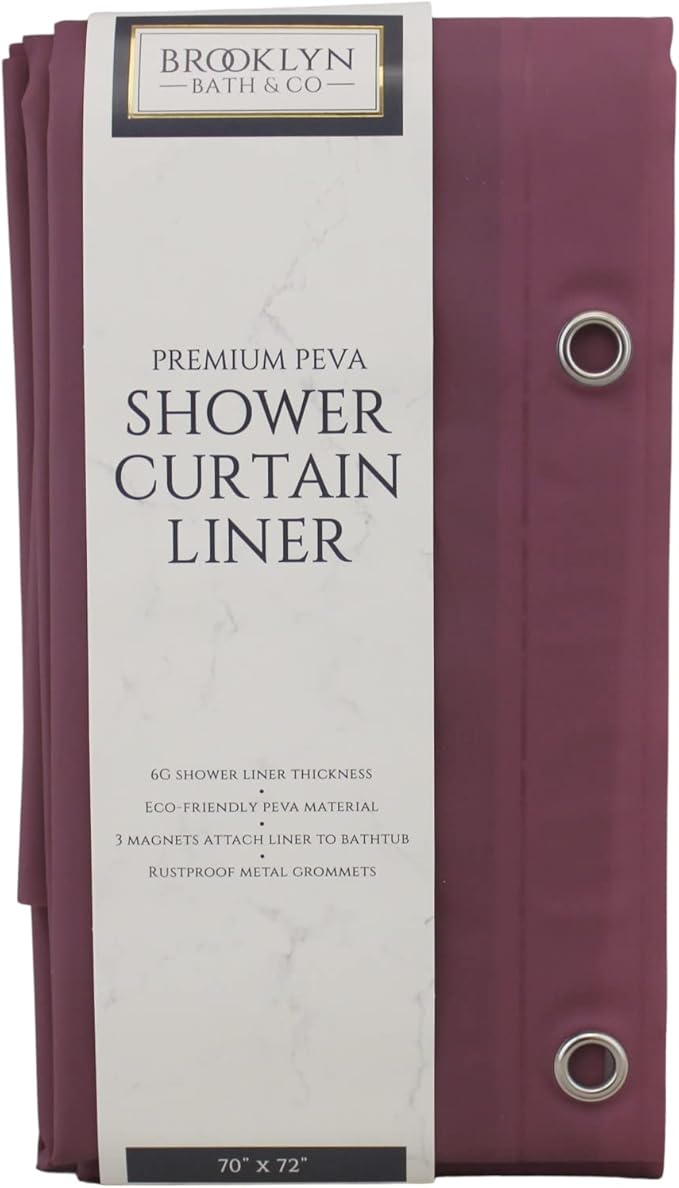 Dependable Industries inc. Essentials Premium 6 Guage PEVA Shower Curtain Liner - PVC Free Magnetized Bottom Odorless with Rustproof Grommets (Purple)