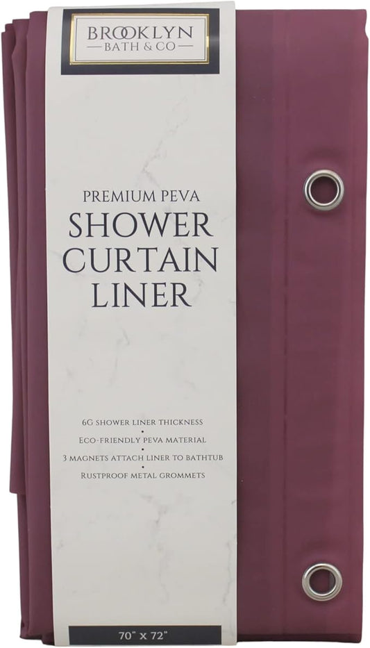 Dependable Industries inc. Essentials Premium 6 Guage PEVA Shower Curtain Liner - PVC Free Magnetized Bottom Odorless with Rustproof Grommets (Purple)