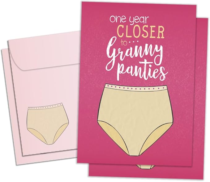 Tree-Free Greetings - Birthday Cards - Artful Designs - 2 Cards + Matching Envelopes - Made in USA - 100% Recycled Paper - 5 x 7 - Granny Panties (GT61236)