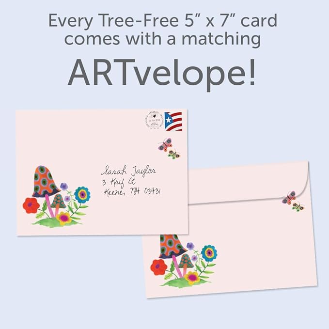 Tree-Free Greetings - Birthday Cards - Artful Designs - 2 Cards + Matching Envelopes - Made in USA - 100% Recycled Paper - 5 x 7 - Butterfly Kisses (GT65296)