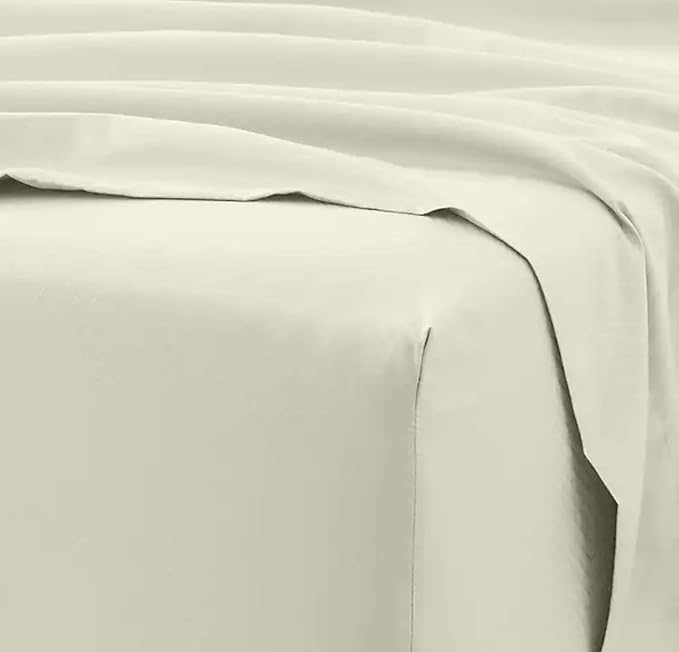 Femini Fashion 100% Organic Cotton Bed Sheets 800-Thread-Count, 16-Inch Deep-Pocket, Luxury Breathable Crisp 4-Piece Bed Sheet Set (1 Flat Sheet, 1 Fitted Sheet, 2 Pillowcases) - RV-King, Ivory