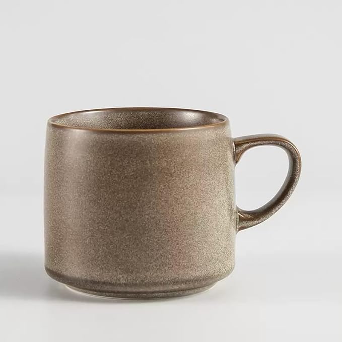 12oz Japanese Style Minimalistic Asian Rustic Reactive Glaze Ceramic Pottery Coffee Mug, Lead-Free Glaze earthen Tea Mug,Tea cup with handle, stoneware mugs, Microwave and Dishwasher Safe (Gray)