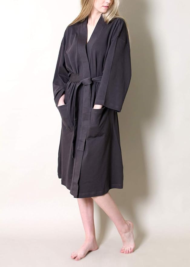 Women's Bathrobe Spa Robe, 100% Organic Cotton, Lightweight Super Soft Travel & Eco-Friendly (6 Colors)