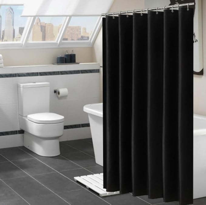 Shower Curtain Liner, 72" W X 72''H - PVC-Free, 6G PEVA Shower Curtain with 12 Rust Proof Grommets and Magnet-Weighted Bottom Hem - Moisture Stain Proof Shower Curtain Liner (Black)